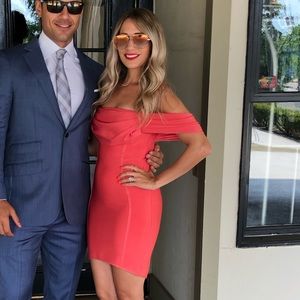 Miss Circle Coral Bandage Dress